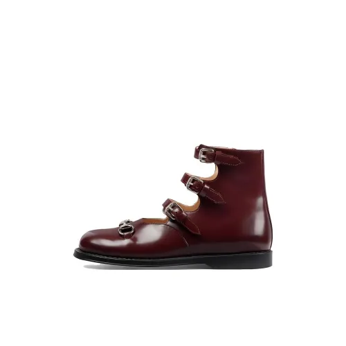 GUCCI Детская кожаная обувь High Top Бордовый Kids