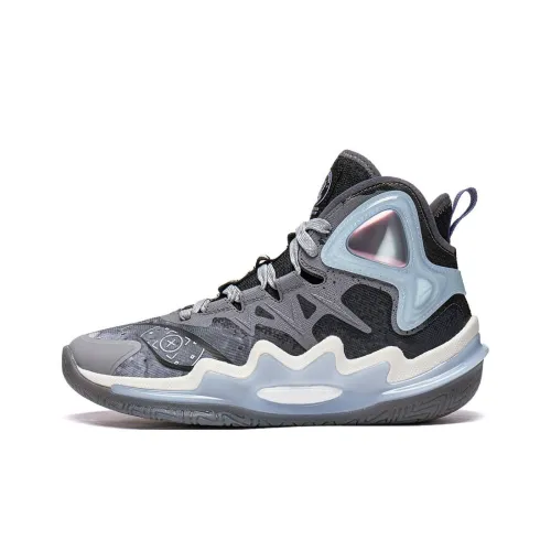 LINING YOUNG Vanguard Primary 3,0 V2 Детские баскетбольные кроссовки Высокий верх Серый Черный Школьный возраст