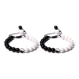 Тайцзи Бусина Браслет - Черный и Белый вместе (Пара Комплект)