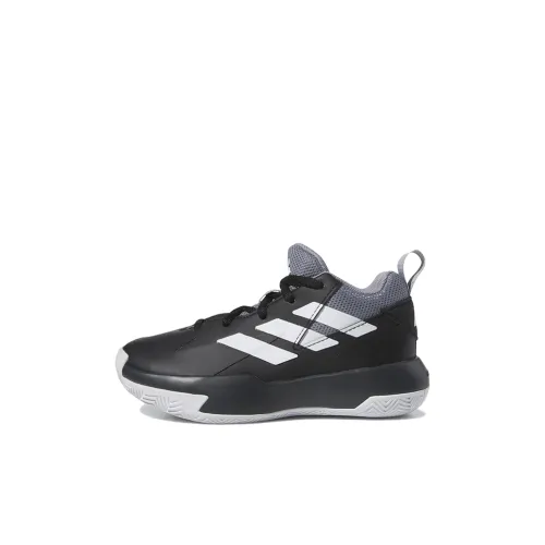 Adidas Cross Em Up Slip Resistant Низкий Топ Детские Баскетбольные Кроссовки Черный Белый Для детей 3-7 лет