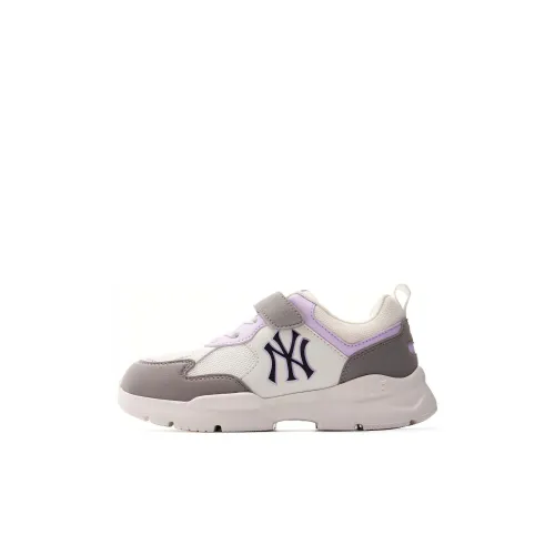 Mlb Base Logo Амортизация Износостойкие Низкие Кеды для Детей Lifestyle Shoes Бежевый Серый Фиолетовый Детский