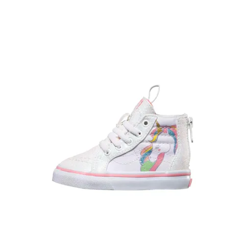 VANS SK8 Toddler Unicorn Устойчивый к истиранию Дышащий Высокий Топ Детские Скейтбординг Белый