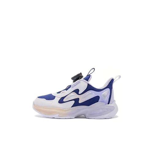 QIAODAN Slip-resistant амортизаторы низкий топ детские повседневные туфли белый синий для детей 3-7 лет