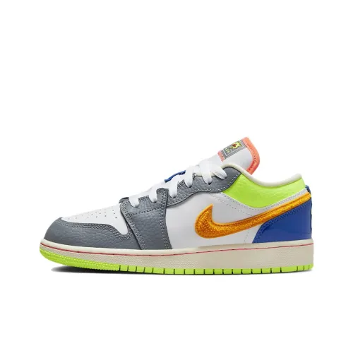 Jordan Air Jordan 1 Low Топ Детские Баскетбольные Кроссовки Белый Серый