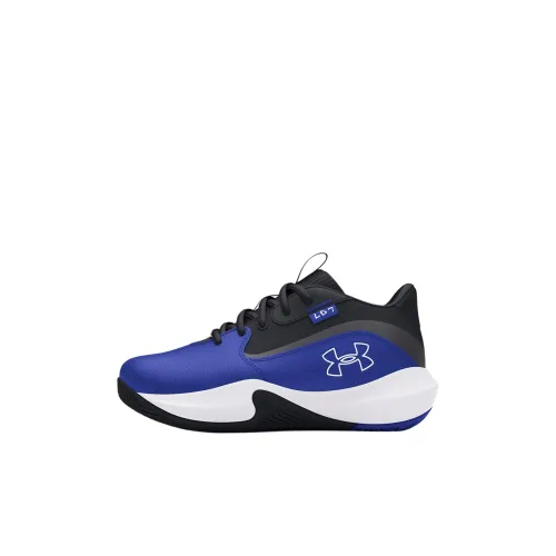 Under Armour Lockdown 7 Slip-Resistant Abrasion-Resistant Low Top Children's Basketball Shoes Blue Black Infant