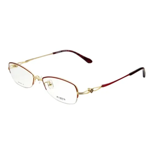 PORTS Alloy Rectangular Eyeglass Frames Women's Red Gold