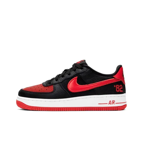 Nike Air FORCE 1 '82 Устойчивый к истиранию Низкий Топ Детский Скейтбординг Черный Красный Синий Подростки