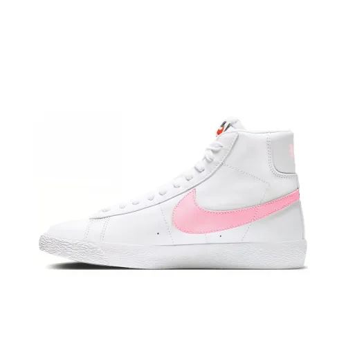 nike Blazer Slip-resistant MID Топ Детские Скейтбординги Белый Розовый Подростки