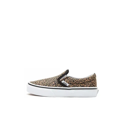 Vans Slip On Series Low Топ Детские Скейтбординги Коричневый Леопардовый принт для детей 3-7 лет