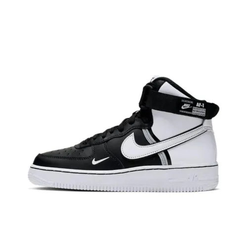 Nike Air FORCE 1 LV8 2 High Топ Детские Скейтбординги Черный Белый Подростки
