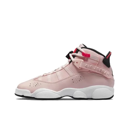 Jordan Air Jordan 6 Кольца Six Crown King Устойчивый к истиранию MID Топ Детские баскетбольные кроссовки Розовый