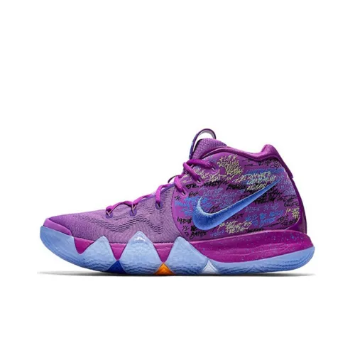 Nike Kyrie 4 Confetti Kyrie 4 MID Топ Баскетбольные кроссовки для игры Фиолетово-желтый Подростки
