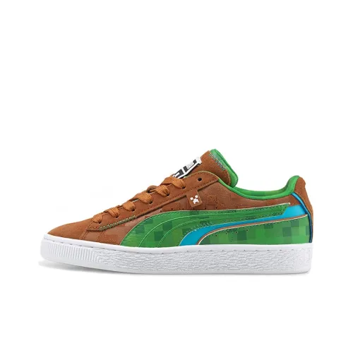Minecraft X PUMA Suede Series Кроссовки Jr Low Топ Детские Скейтбординги Коричнево-зеленый Подростки