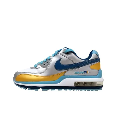 Nike Air Max Wright Амортизация Износостойкие Детские Лайфстайл Кроссовки Золото Серебристо-Синий Подростки