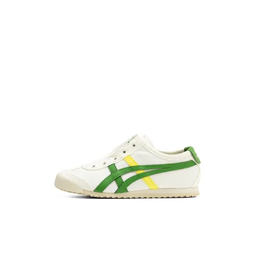 Onitsuka Tiger MEXICO 66 Slip-On Устойчивые к истиранию Низкие Беговые Кроссовки Белый Зеленый Для детей 3-7 лет