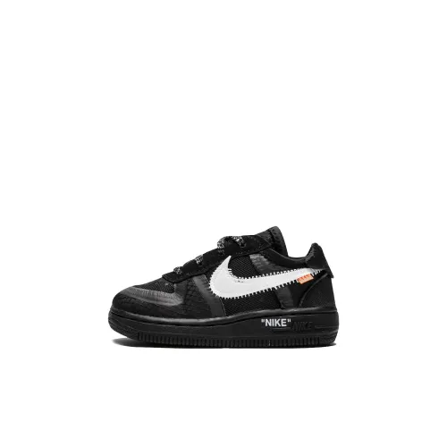 Off Белый x Nike Air Force 1 Low Топ Скейтборд Кроссовки Черный Белый Для малышей и детей дошкольного возраста