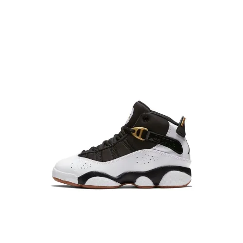 Jordan Air Jordan 6 Детские баскетбольные кроссовки MID Топ Черный белый Пре-школа