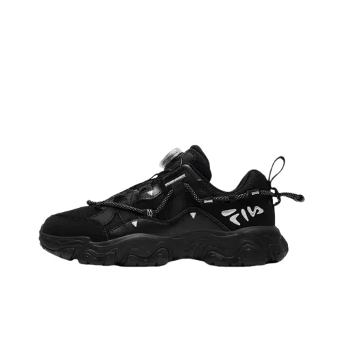 FILA KIDS BOA Slip-resistant Shock Absorbers Низкий топ Детская беговая обувь Черный