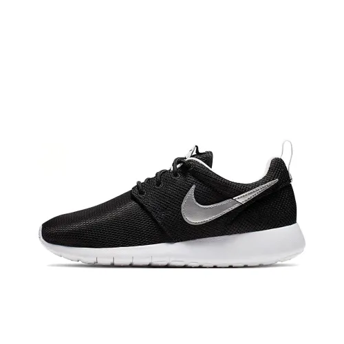 Nike Roshe One Устойчивый к истиранию Низкий Топ Детские Беговые Кроссовки Черный Серебряный