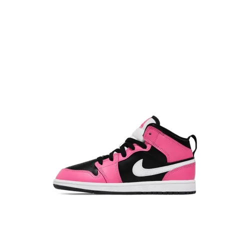 Jordan Air Jordan 1 MID Топ Детские баскетбольные кроссовки Розовый Черный для детей 3-7 лет