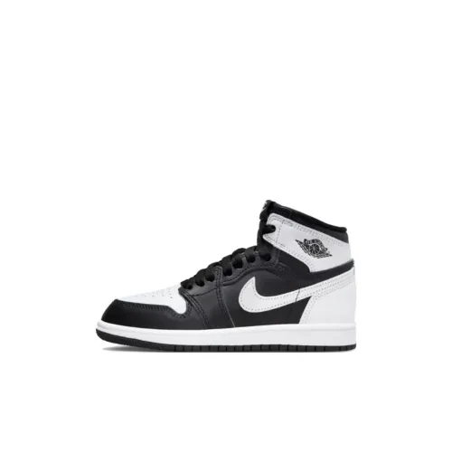 Jordan 1 Нижняя юбка Резистентные амортизаторы Высокий топ Детские баскетбольные кроссовки Черно-белая панда Для дошкольников