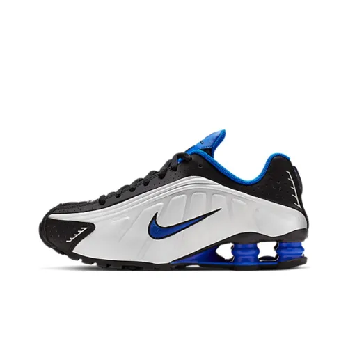 Nike Shox R4 Low Топ Детские Баскетбольные Кроссовки Черный Белый Синий Подростки