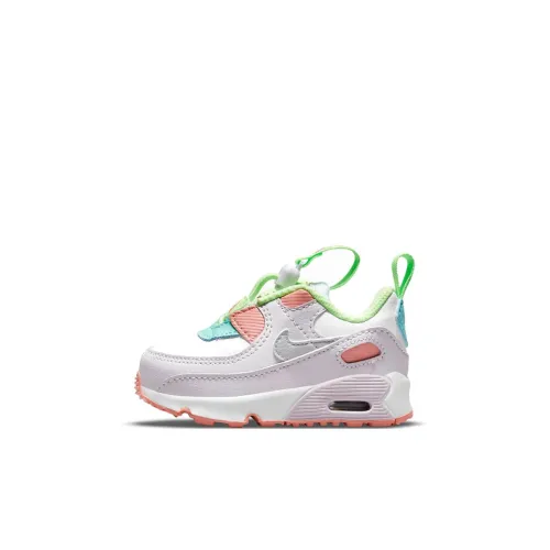 Nike Air Max 90 Toggle Устойчивая к истиранию Низкая Обувь для малышей Белый Зеленый Оранжевый Infant And Toddler