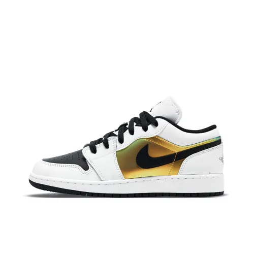 Jordan Air Jordan 1 Low SE Устойчивый к истиранию Низкий Топ Детские Баскетбольные Кроссовки Белый Черный
