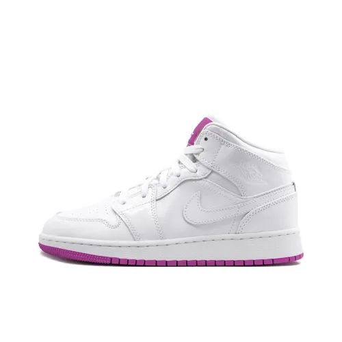 Jordan Air Jordan 1 MID Топ Детские Баскетбольные Кроссовки Розовые Белые Подростки