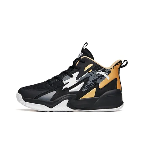 Antakids Slip-resistant Амортизация Устойчивость к износу MID Топ Баскетбольные кроссовки для игры Черный Золотой Серый
