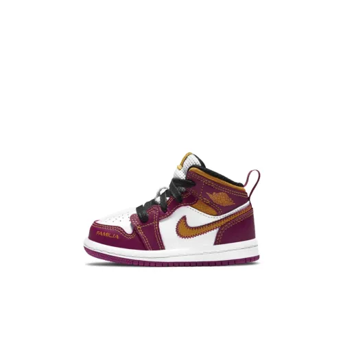 Jordan 1 MID 'Familia' MID Топ Обувь для малышей Белый Желтый Розовый Infant And Toddler