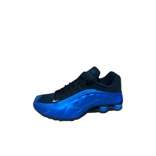 Nike Shox R4 Амортизация Износостойкий Низкий Топ Детская Беговая Обувь Черный Синий Детский