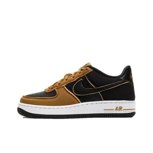 Nike Air FORCE 1 Slip-resistant Low Top Детские Скейтбординги Черный Пшеница Подростки