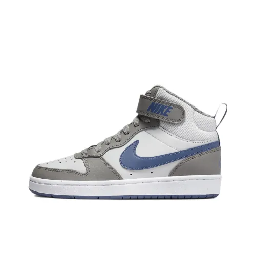 nike Court Borough MID 2 Противоскользящий Устойчивый к истиранию MID Топ Детские Скейтбординги Серый Белый Синий Подростки