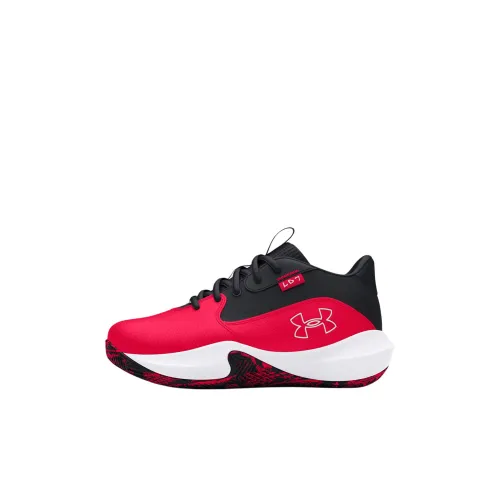 Under Armour Lockdown 7 Slip-Resistant Abrasion-Resistant Low Top Children's Basketball Shoes Black Red Children's
