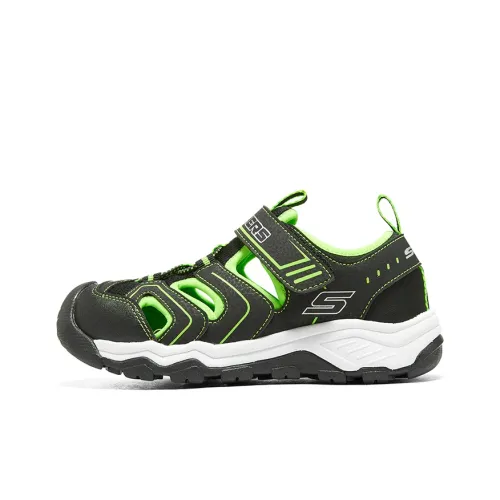 Skechers Износостойкие Дышащие Детские Сандалии Черные Зеленые Подростки