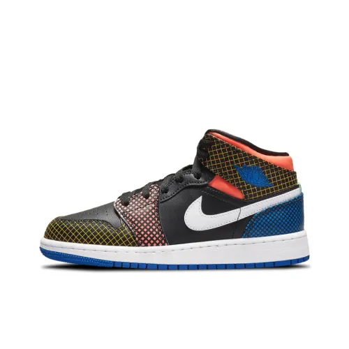 Jordan Air Jordan 1 Детские баскетбольные кроссовки MID Топ Школьный возраст