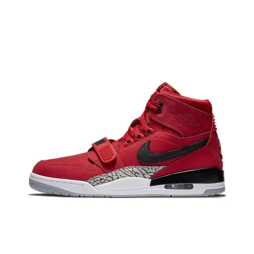 Джордан Legacy 312 'TORO' Устойчивый к истиранию Высокий Топ Винтажные Баскетбольные Кроссовки Красный Черный