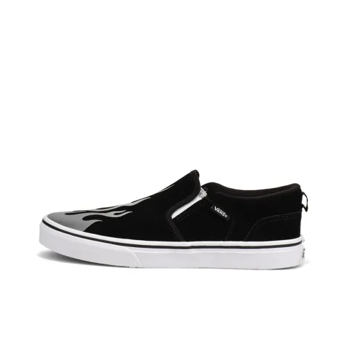 Vans Asher Low Топ Детские Скейтбординги Черный Серебряный Пламя Подростки