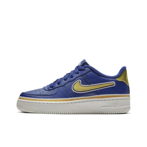 Nike Air FORCE 1 LV8 Low Топ Детские Скейтбординги Синий Желтый Подростки