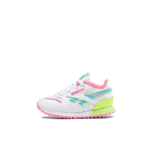 Reebok Classic Leather Low Топ Обувь для малышей Белый Синий Infant и Toddler