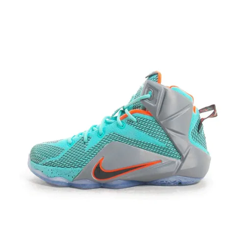 Nike Lebron 12 'NSRL' Амортизация Высокий Топ Детские Баскетбольные Кроссовки Светло-Синий Серый Многоцветный Подростки