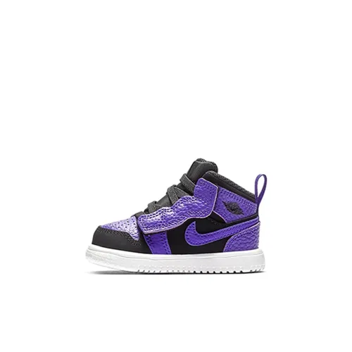 Jordan Air Jordan 1 MID Alt Износостойкий MID Топ Обувь для малышей Черный Фиолетовый Infant And Toddler