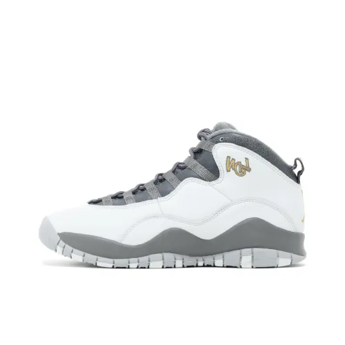 Jordan Air Джордан 10 Ретро Лондон MID Топ Детские Баскетбольные Кроссовки Белый Серый Подростки