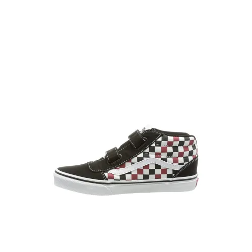 Vans Ward MID Шахматный узор Легкий MID Топ Детские Скейтбординги Черный белый красный Дети Возраст 3-7 лет
