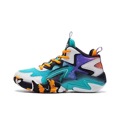 QIAODAN Амортизация устойчивость к истиранию термический высокий топ детские баскетбольные кроссовки зеленый оранжевый