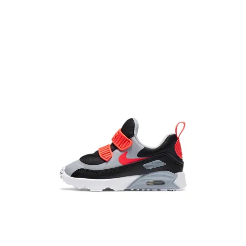 Nike Air Max 90 Low Топ Беговые кроссовки Черный серый красный Для малышей и детей дошкольного возраста