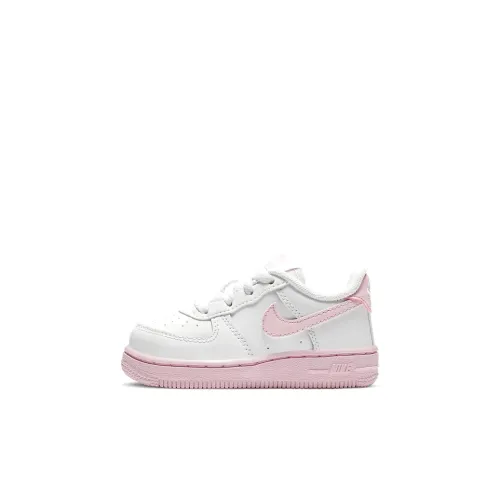 Nike Air Force 1 Slip Resistant Амортизация Устойчивость к истиранию Низкий топ Обувь для малышей Светло-розовый Белый