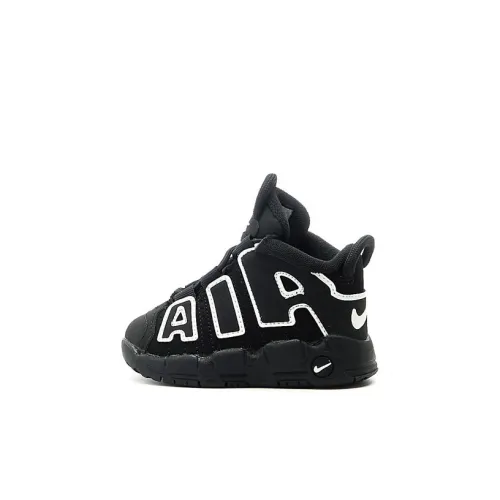 Nike Air More Uptempo Slip-resistant Амортизация Устойчивость к истиранию MID Топ Обувь для малышей Черный белый