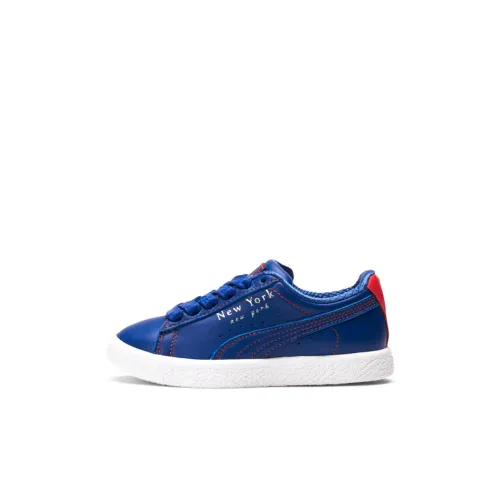 PUMA Clyde Series NYC Флагман Низкий Топ Детские Скейтбординги Королевский синий для детей 3-7 лет